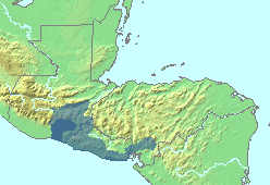 Geographic distribution of the Xincan languages. Solid blue is the recorded range, transparent is the range attested by toponyms.